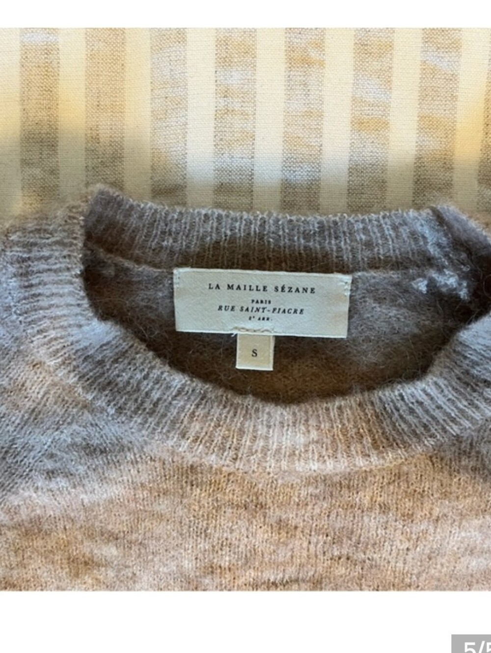SÉZANE Louise Beige Mohair Jumper Button Sleeve Crew Sweater NWOT - Picture 15 of 16